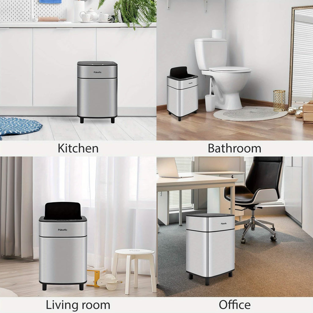 Automatic Stainless Steel Sensor Trash Can – Hands-free Quiet Close & Odor-Control System